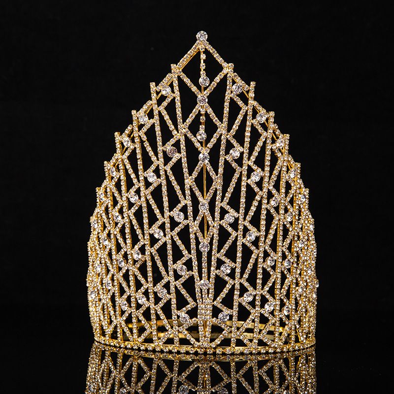 New Sparkling Large Crown Crystal Water Diamond Exquisite Luxury Accessories Bridal Tiara_voghion.com