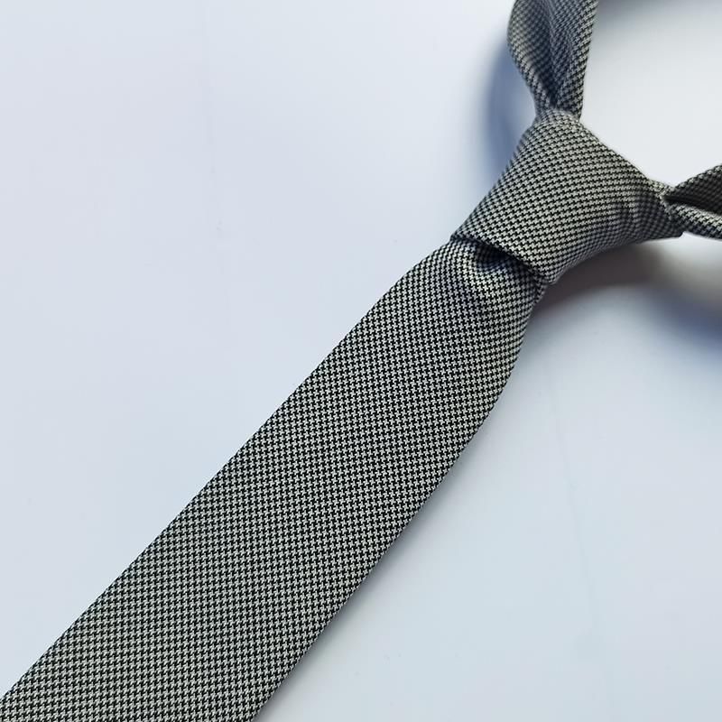 Cravatta casual stretta da uomo, 6 cm, stile retrò britannico, in lana, grigia, formale, nera, versatile, pied de poule_voghion.com