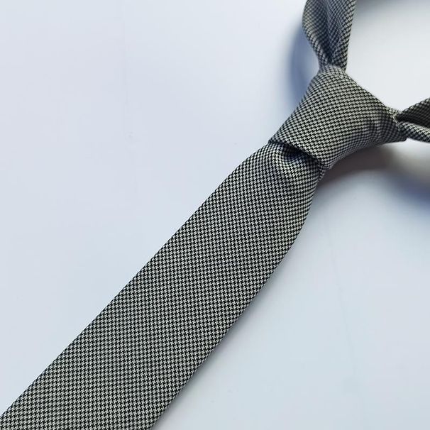 Cravatta casual stretta da uomo, 6 cm, stile retrò britannico, in lana, grigia, formale, nera, versatile, pied de poule_voghion.com