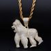 Collana con ciondolo Gorilla Hip Hop – Design Roaring King Kong in zircone placcato oro 14K per uomo_voghion.com