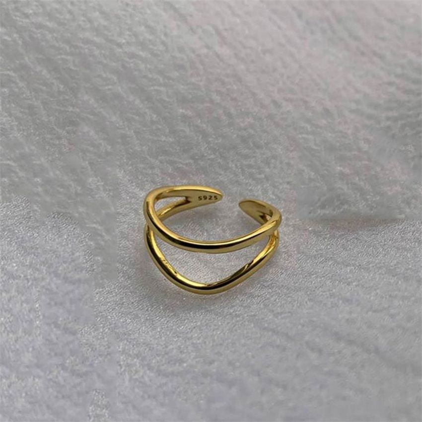 Liluo Französischer Zirkon-Goldring für Damen, Ins-Stil, lichtecht, leichter Luxus, High-End-Gefühl, offener Ring, Live-Streaming_voghion.com