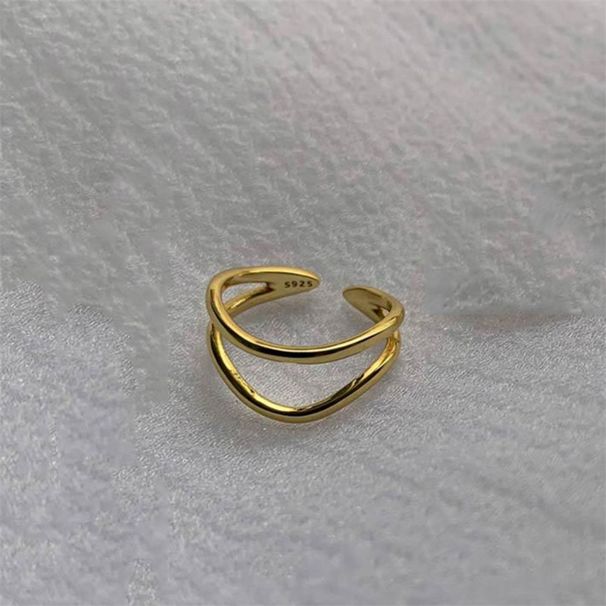 Liluo Französischer Zirkon-Goldring für Damen, Ins-Stil, lichtecht, leichter Luxus, High-End-Gefühl, offener Ring, Live-Streaming_voghion.com