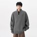 American Half-Zip Sweater For Men, Autumn And Winter, Trendy Loose Fit Lazy Style Knitted Sweater, High-End Couple's_voghion.com