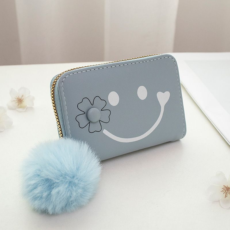 Kurze Geldbörse für Damen, modische und einfache Kartentasche mit Cartoon-Reißverschluss, Geldbörse mit mehreren Fächern, Brieftasche_voghion.com