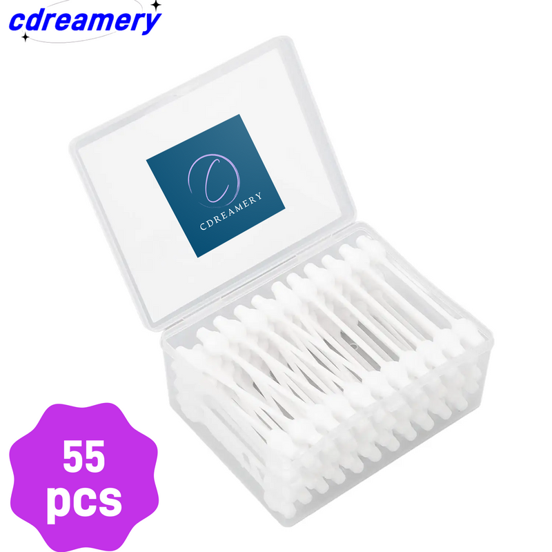 CDY 55pcsboxDouble Cotton Swabs For Cleaning Makeup, Organic Pointed Cotton Buds, Paper Swabs For Pets And Cosmetics_voghion.com