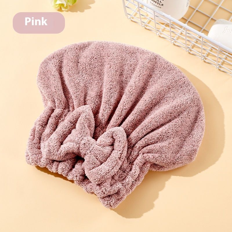 Quick-Dry Super Absorbent Cute Drying Towel With Bowknot For Long Hair Bath Cap_voghion.com