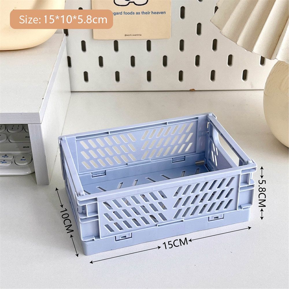 Plastic Foldable Storage Crate Folding Box Basket Stackable Cute Makeup Jewellery Toys Boxes For Storage Box Organizer Portable_voghion.com