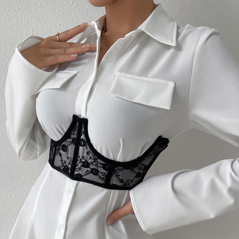 Women's clothing sexy Spice Girl stitching lace perspective underwire fishbone slim waist cinchers_voghion.com