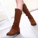 Autumn Winter Short Long Heel Hidden Wedge Flat Sole Suede Mid-Calf Women's Boots_voghion.com