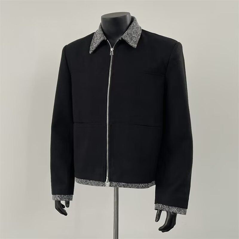 Men's Short Black Jacket - Cleanfit Style, Notched Lapel, Lightweight & Stylish For Spring & Fall​_voghion.com