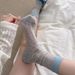 Boneless Socks Women's Korean Version Ins Color Matching Mid Tube Socks Spring And Summer Thin Hollow Tube Socks Pile Cotton Socks_voghion.com