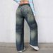 Women's Graffiti Print Wide-Leg Jeans – Streetwear Denim Pants With Artistic Flair (S/M/L/XL/XXL, Relaxed Fit, Mid-Rise, Machine Washable)_voghion.com
