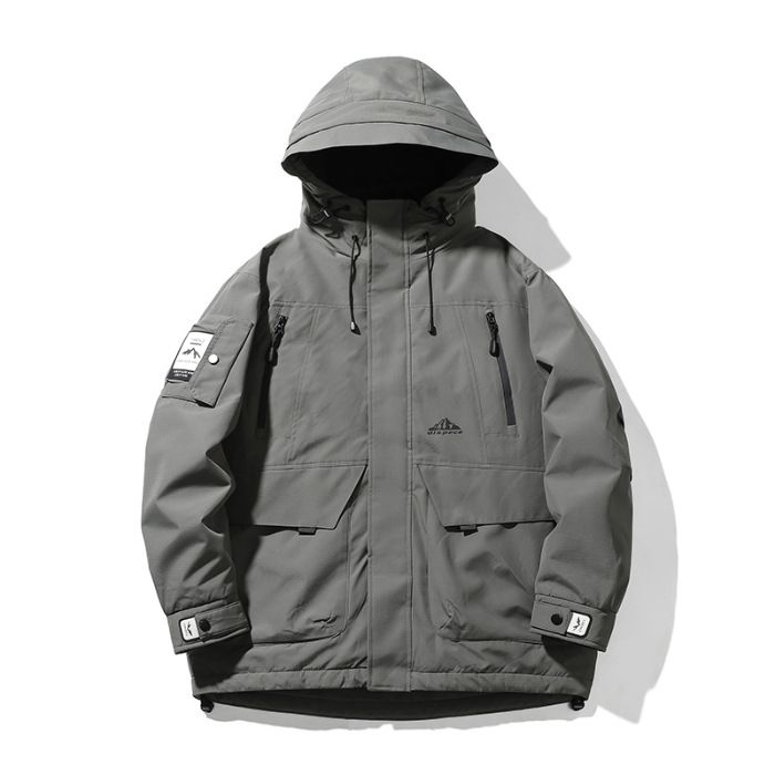 Jaqueta de trabalho de inverno para áreas externas, casaco softshell solto, grosso e quente com capuz, roupa externa masculina_voghion.com