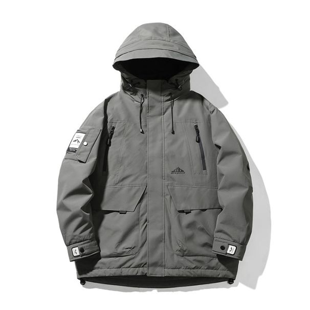 Jaqueta de trabalho de inverno para áreas externas, casaco softshell solto, grosso e quente com capuz, roupa externa masculina_voghion.com