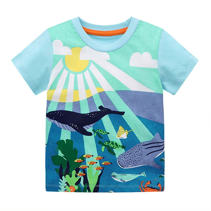 Mamm & Kanner nei Kanner T-Shirt Grousshandel Meedercher a Jongen Cartoon léif Print Kuerzärmlech Kannerkleeder Een Stéck Liwwerung_voghion.com