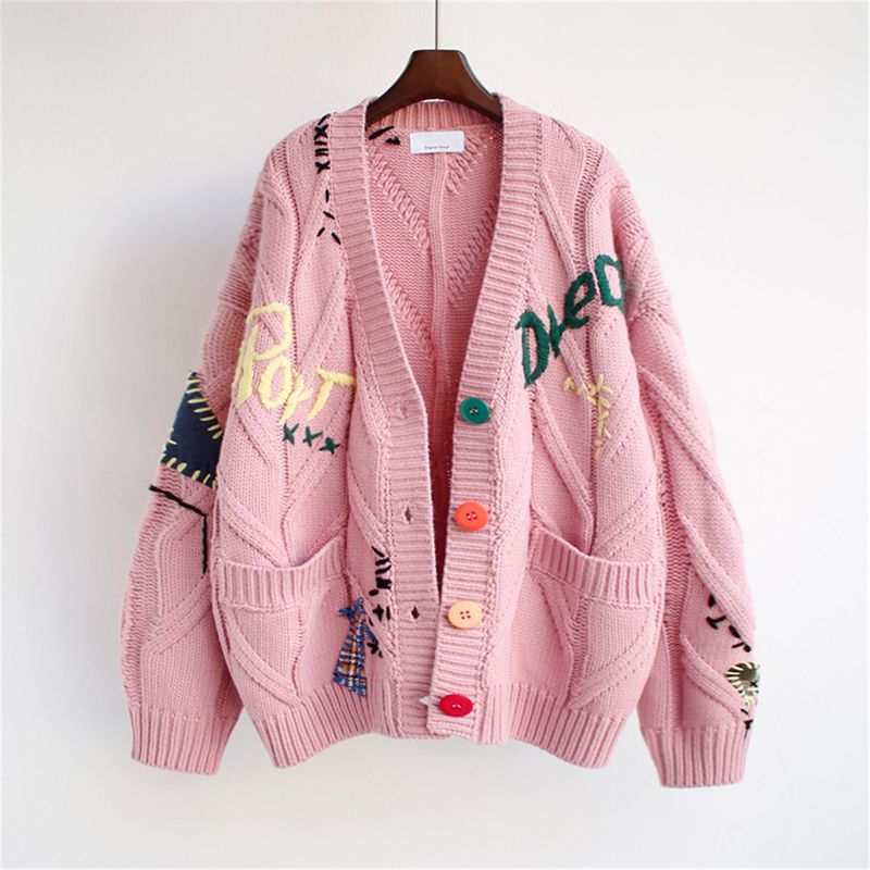 Women's New Design Niche Lazy Style Loose Women's Sweater Jacket_voghion.com
