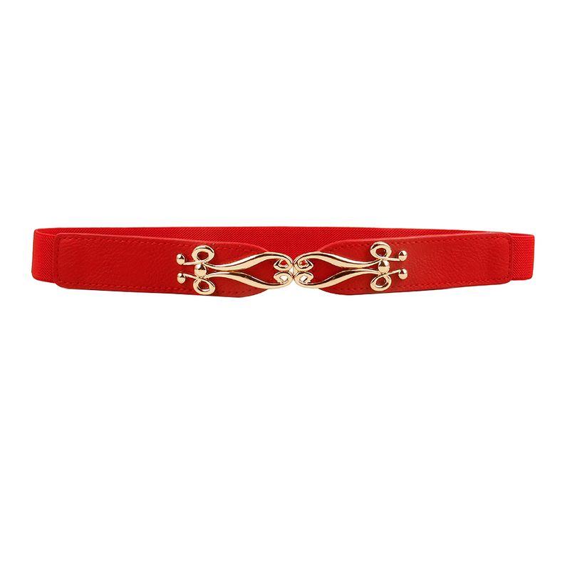 HOT Women belt Elastic Waistband Thin Stretch Wrap Buckle Waist Elegant Cummerbunds Fashion Leaf Belt for Dress Accessories_voghion.com