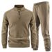Men's Outdoor Sports Leisure Set - Long Sleeve Hoodie & Mid-Weight Half-Zip Fleece Jacket With Thermal Base Layer_voghion.com