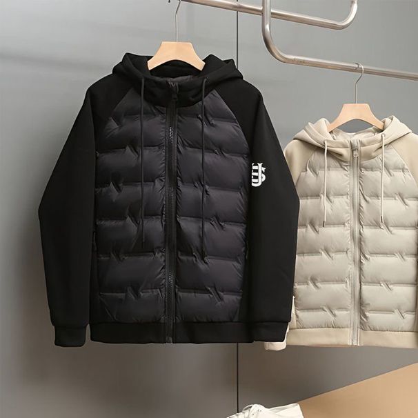 Herren-Kapuzenjacke aus hochwertiger Baumwolle – warmer, verdickter Wintermantel mit Reißverschluss, stilvolle urbane Oberbekleidung für den Alltag (Schwarz, Khaki)_voghion.com