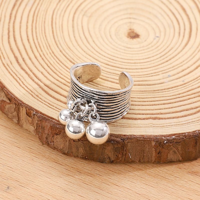 Niche Design Sense Texture Anello a campana a tesa larga da donna, retrò, vecchio, da uomo, con anello aperto_voghion.com