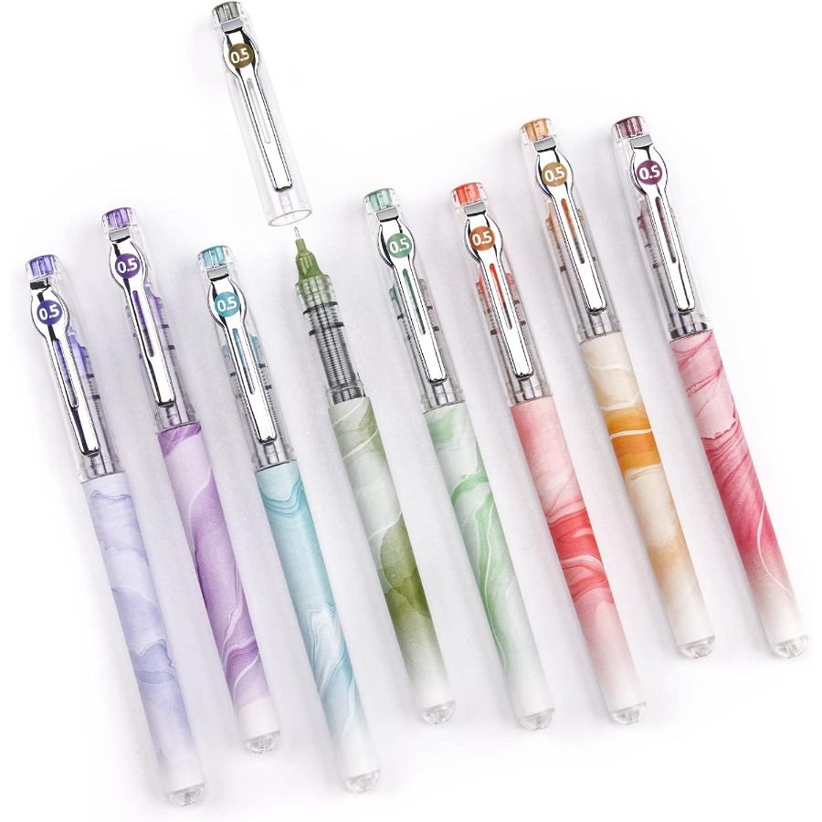 Penna a sfera a inchiostro liquido: penna a sfera a rullo multicolore con punta extra fine da 0,5 mm, 8 colori assortiti per la scrittura di diari_voghion.com