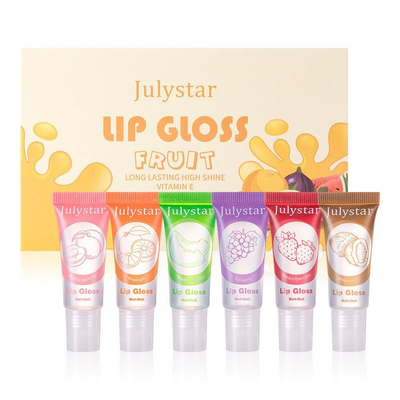 Set di 6 oli per labbra trasparenti idratanti alla frutta Julystar alla vitamina E - Lucidalabbra nutriente per idratazione e lucentezza, adatto ai viaggi_voghion.com
