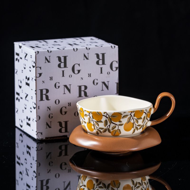 Niche Design Vintage Style And Saucer Set, Light Luxury High-end Feel, White High Temperature Resistant Household Coffee_voghion.com