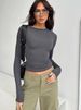 casual Long Sleeved Spring And Autumn Solid Color Slim Fitting Pullover T-shirt Women's Street Top_voghion.com