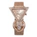 Elegante reloj de mariposa con números romanos y conjunto de joyas: reloj de cuarzo con esfera triangular invertida y pulsera de perlas._voghion.com