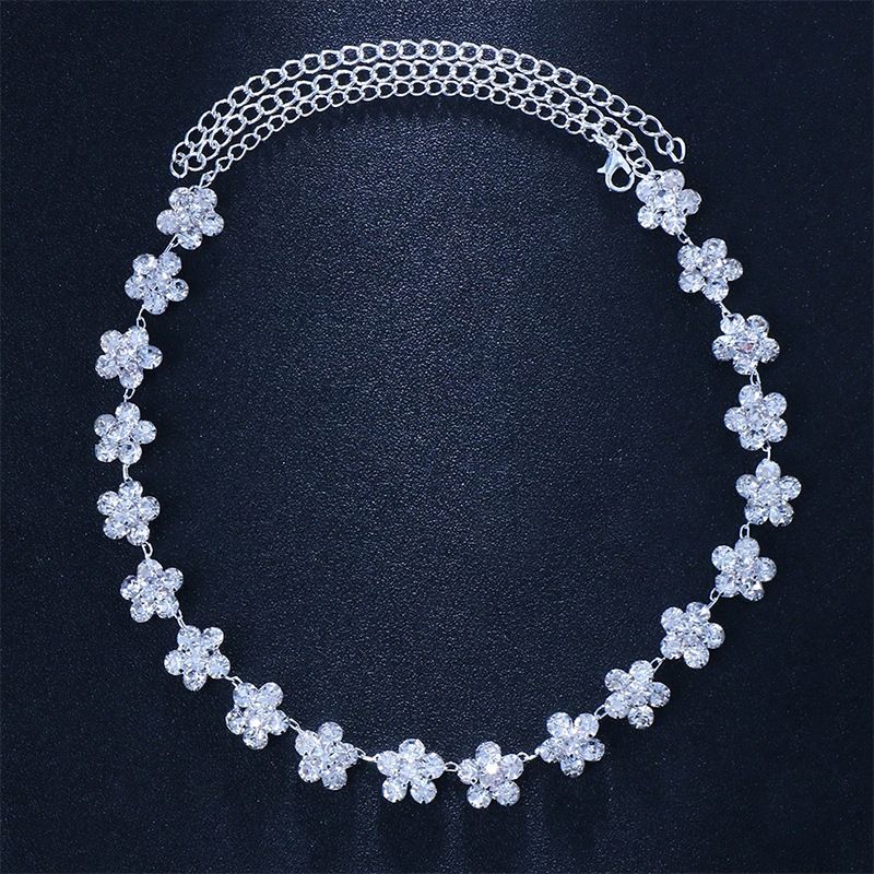 Neue kopfschmuck strass blume haar kette temperament glänzende leistung diamant haar zubehör weibliche Senden kette_voghion.com