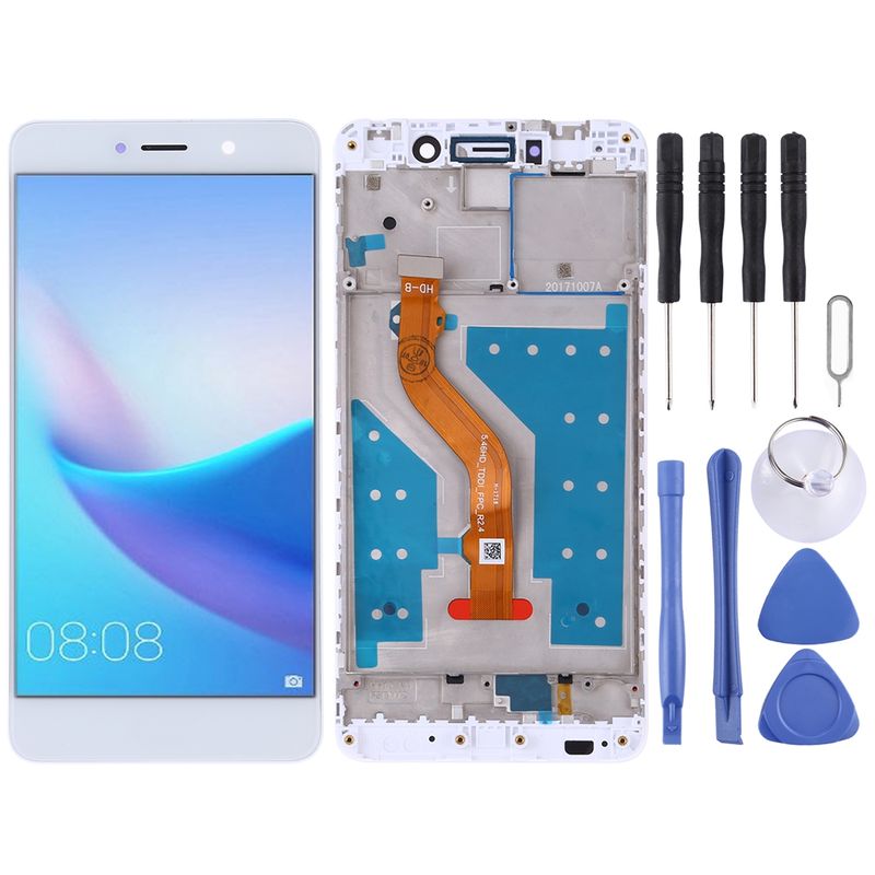 Komplette Montage von LCD-Bildschirm und Digitizer mit Rahmen für Huawei Y7 (2017) (Weiß)_voghion.com