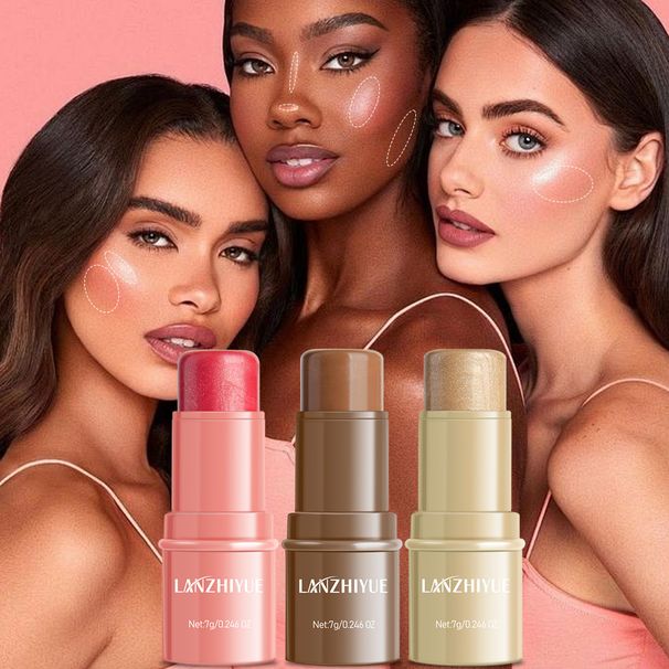 Bronzer & Highlighter Highlight Blush Repair Stick 3er Set Gesichtskontur Highlight Stick Rouge Creme_voghion.com