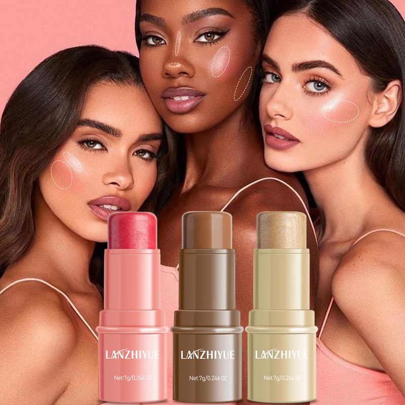 Bronzers & Highlighters Highlight Blush Repair Stick 3 Piece Set Facial Contour Highlight Stick Blush Cream_voghion.com