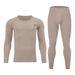 Übersee-Größe Herbst Winter Herren einfarbig Rundhals Thermo-Unterwäsche-Set Loose Fit Jugend Basisschicht_voghion.com