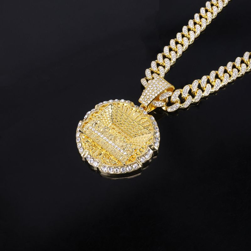 Unisex Alloy Necklace Men And Women's Last Supper Pendant Hip Hop Personality Fashion Rap Diamond Pendant_voghion.com