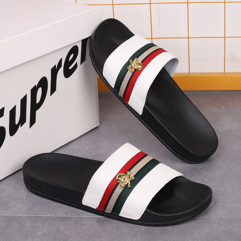 YJ Men Slippers Sh Leather Summer Soft Footwear Fashion Male Water Sh Slides Outdoor Rubber Flat Men Sandals Beach_voghion.com