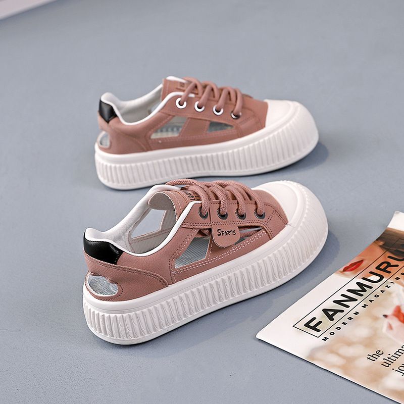 White Sneakers For Women, Comfortable Cushioning, Pregnant Women's Closed-Toe Sandals, 2025 New Summer Outdoor Slippers,_voghion.com