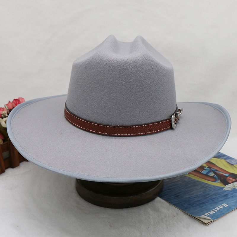 autumn and winter embossed decorative belt women's satin file imitation wool camel hump adjustable western cowboy hat_voghion.com