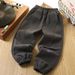 Boys' Fleece-Lined Jogger Pants - Soft Cotton Blend, Warm & Comfortable, Elastic Cuffs, Solid Color, For Kids 8+ Years (110-170cm)_voghion.com