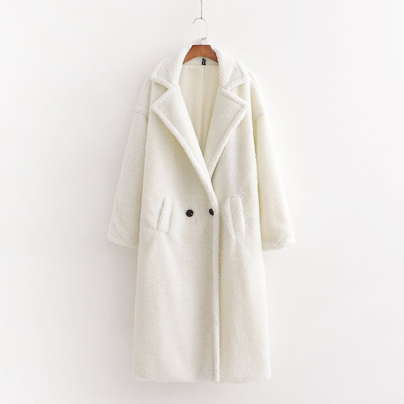 Abbigliamento da donna Giacca lunga calda ispessita a maniche lunghe con orsetto artificiale_voghion.com