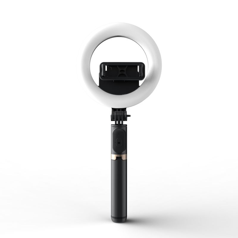 Q07 Trípode/palo Selfie Bluetooth portátil con anillo de luz de 6 pulgadas_voghion.com