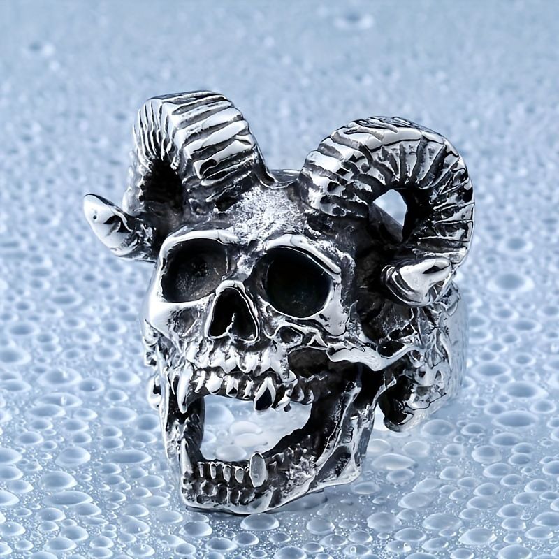 Anello con teschio e serpente in stile hip hop per uomo_voghion.com