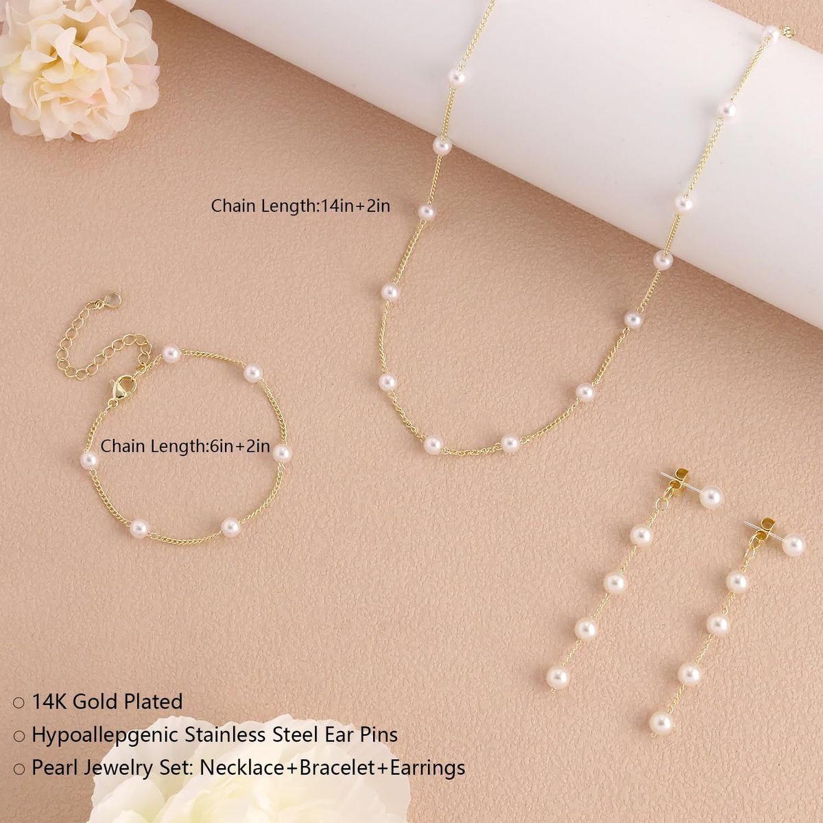 Ensemble de colliers pour femmes en laiton véritable plaqué or et perles rétro à la mode avec chaîne haut de gamme_voghion.com