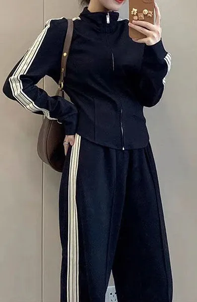 Odzież damska Moda Casual College Style Student Cardigan Sweter Sport Bieganie Dwuczęściowy_voghion.com