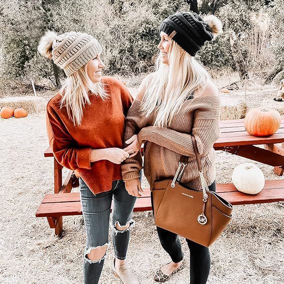 Thick and warm knitted with silk lining, women's casual ball fox fur hat, double-layer hat_voghion.com