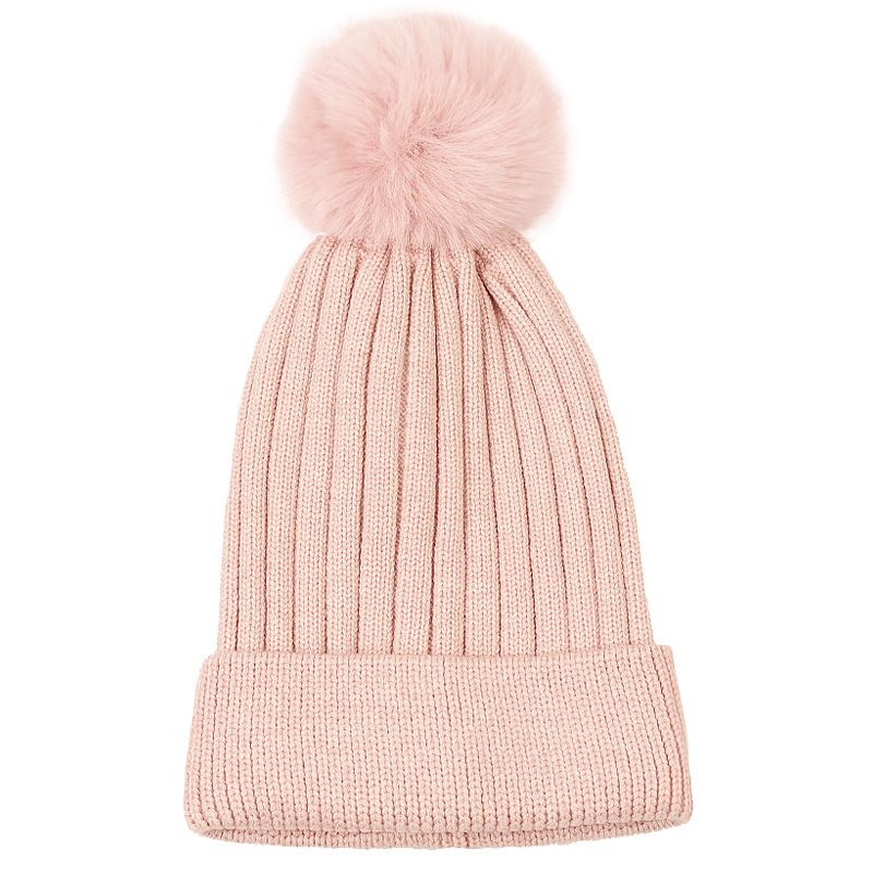 New Striped Thread Parent Child Pullover Baby Mom Autumn/Winter Single Plush Ball Knitted Hat_voghion.com
