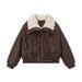 Lamb-Like Faux Shearling Collar PU Leather Jacket - Winter Cozy Oversized Coat For Women, Warm Polyester Filling, Casual & Office Style_voghion.com