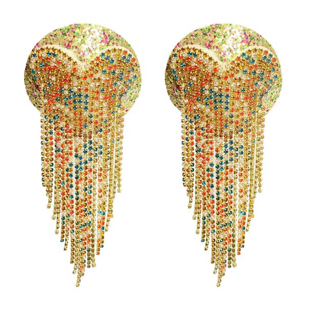 Cross-border supply carnival diamond nipple stickers sexy diamond chain love tassel erotic nipple stickers Valentine's Day chest stickers_voghion.com