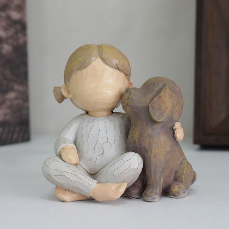 Kreative Engel Mädchen und Hund Skulptur Home Wohnzimmer Bücherregal Dekoration Handwerk Harz Statue Ornament_voghion.com