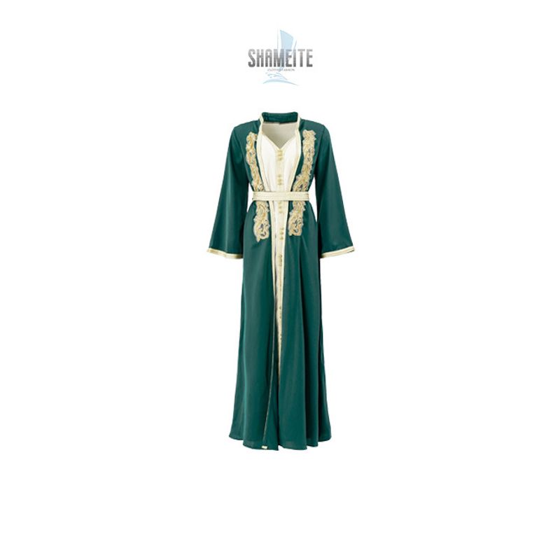 Leichtes, luxuriöses, besticktes muslimisches Abendkleid für Damen, Abaya-Robe_voghion.com